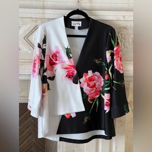 JOSEPH RIBKOFF Size 12 Multicolored floral one button jacket
